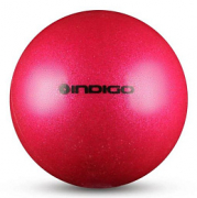 Мяч для художественной гимнастики 19см INDIGO IN118 400гр ПВХ металлик с блеcтками розовый