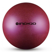 Мяч для художественной гимнастики 19см INDIGO IN118 400гр ПВХ металлик с блеcтками фиолетовый