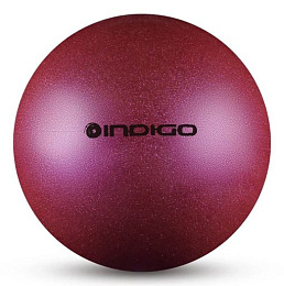 Мяч для художественной гимнастики 19см INDIGO IN118 400гр ПВХ металлик с блеcтками фиолетовый