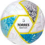 Мяч футбольный TORRES Match F323975 №5 матчевый ПУ ручная сшивка бело/серо/голубой