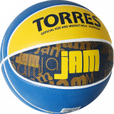 Мяч баскетбольный TORRES Jam В02043 №3 резина любительский синий/желтый/голубой