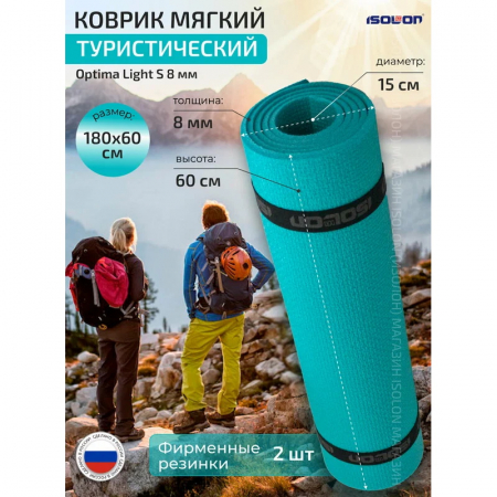 Коврик 600*1800*8мм Optima Light S8 с утяжками бирюзовый