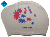 Шапочка для плавания силикон для длинных волос SPRINTER SWIM TEAM 40104 звезды серебро
