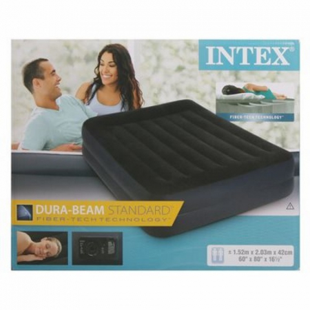 Матрас-кровать INTEX 64124 203*152*42см RISING COMFORT насос 220V