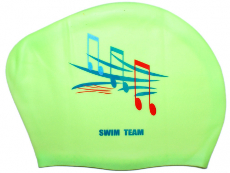 Шапочка для плавания силикон для длинных волос SPRINTER SWIM TEAM 06105 ноты салатовый