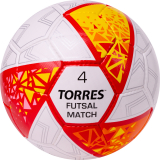 Мяч футбольный футзал TORRES Futsal Match FS323774 №4 ПУ 32панелей бело-красно-желтый