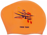 Шапочка для плавания силикон для длинных волос SPRINTER SWIM TEAM 06105 ноты оранжевый