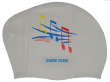 Шапочка для плавания силикон для длинных волос SPRINTER SWIM TEAM 06105 ноты серебро