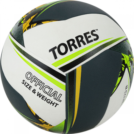 Мяч волейбольный TORRES Save V321505 №5 синтетическая кожа (ПУ) гибрид бело-зелено-желтый И