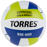 Мяч волейбольный TORRES BM400 V42315 №5 синтетическая кожа (ТПУ) клееный бело-сине-зеленый